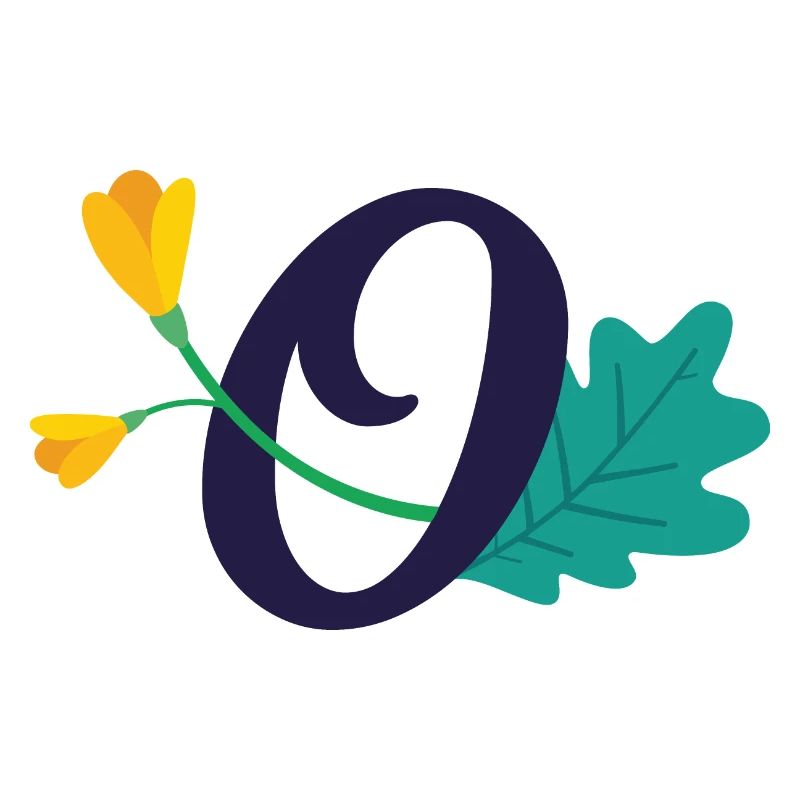 Eleganter Buchstabe 'O' mit Blumen