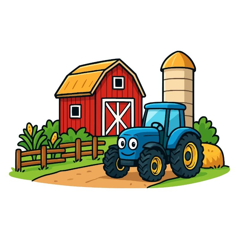Fun farm with tractor