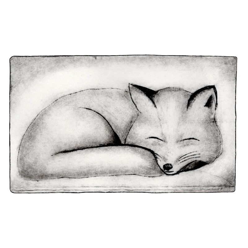 Sleeping Fox - Hand Carved Printable