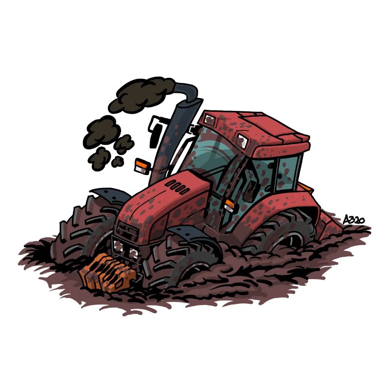 898 Red tractor stuck