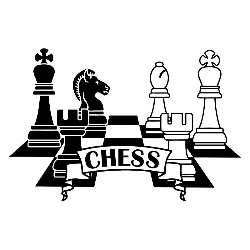 Schachfiguren mit Text CHESS