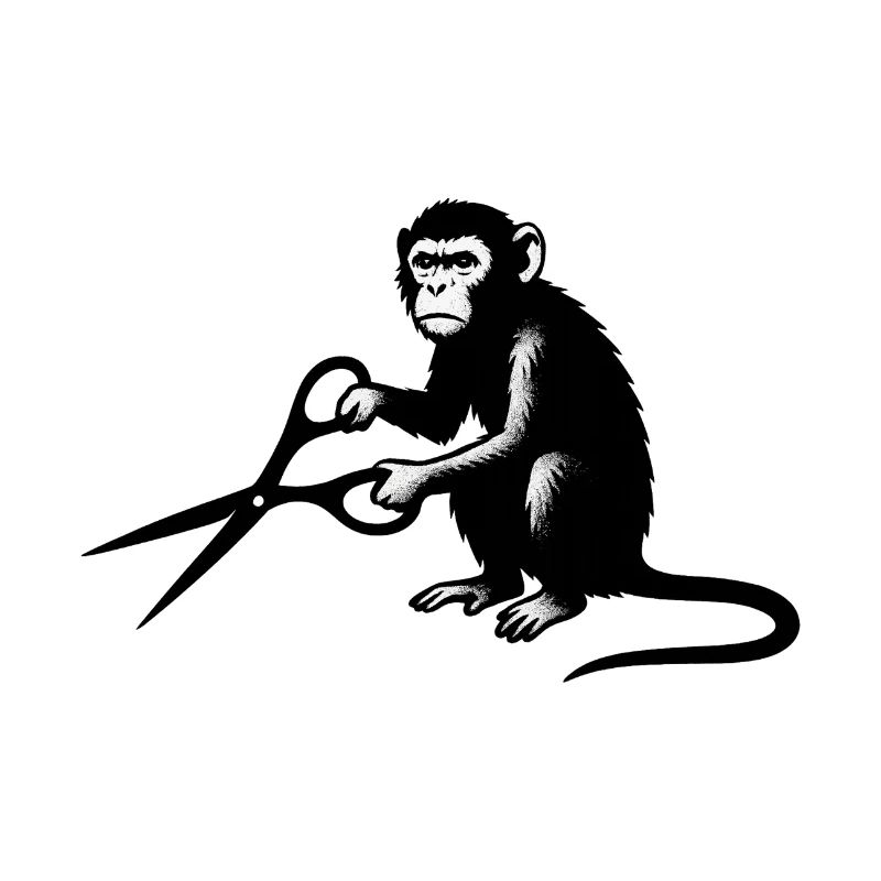 Silhouette de singe avec des ciseaux