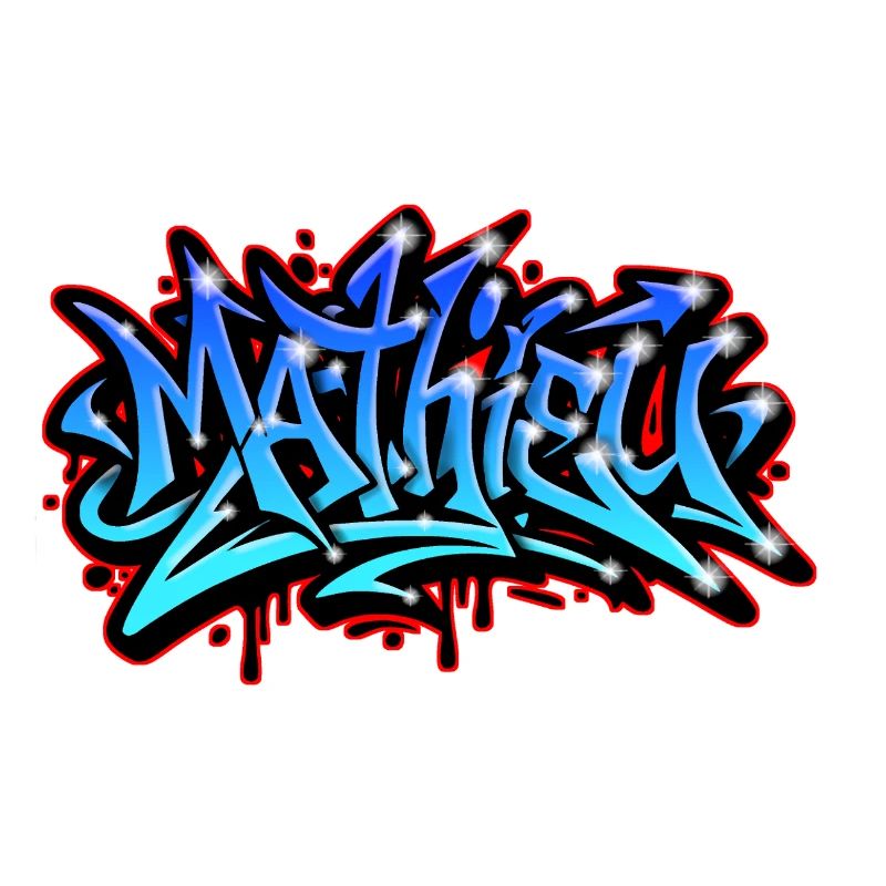 Mathieu Graffiti Neon Druckbar auf Textil