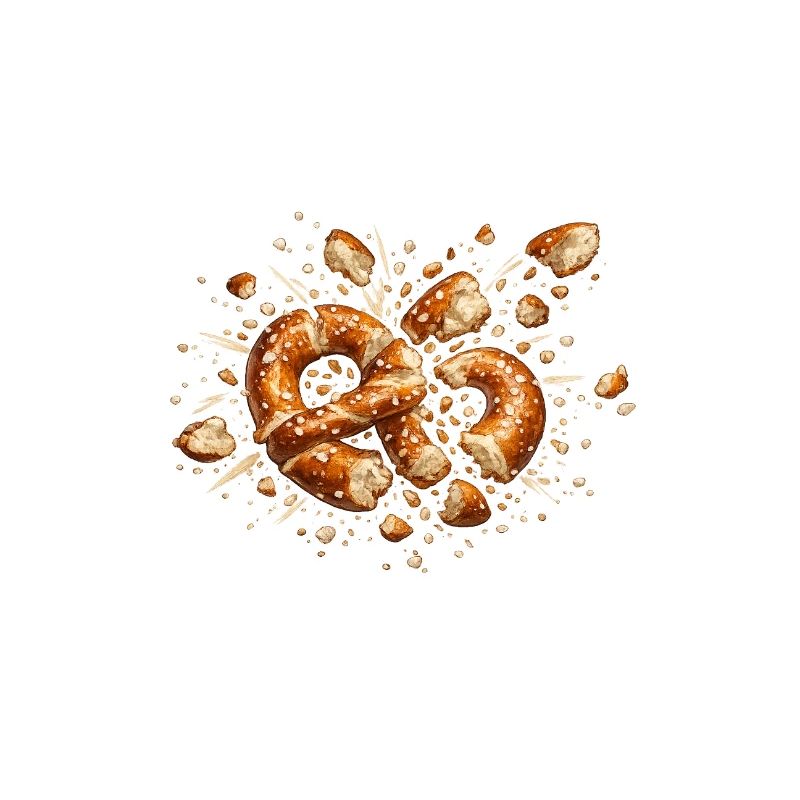 Bretzel en éclats : motif gourmand