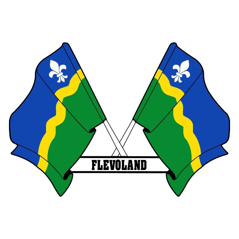 Deux drapeaux texte FLEVOLAND