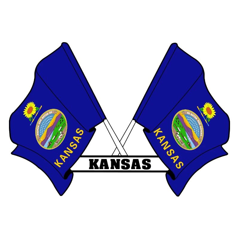Two flags text KANSAS
