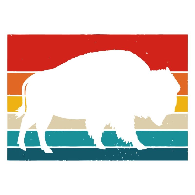 Bear Silhouette on Retro Rainbow Stripes