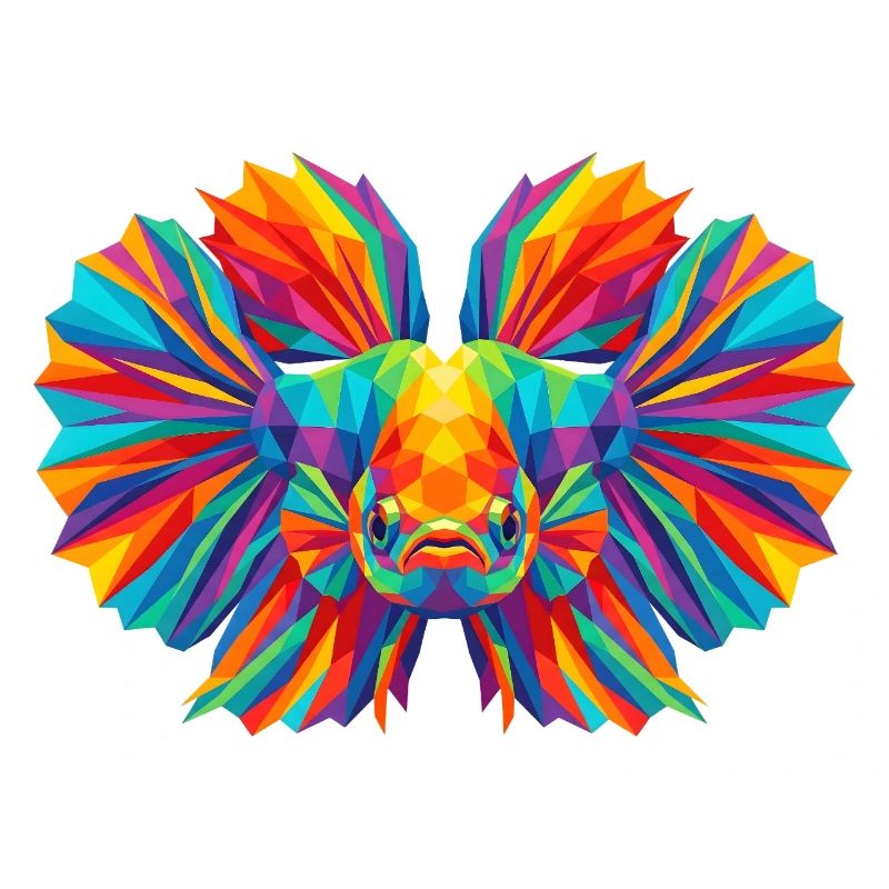 Colorful Geometric Betta Fish Pop Art