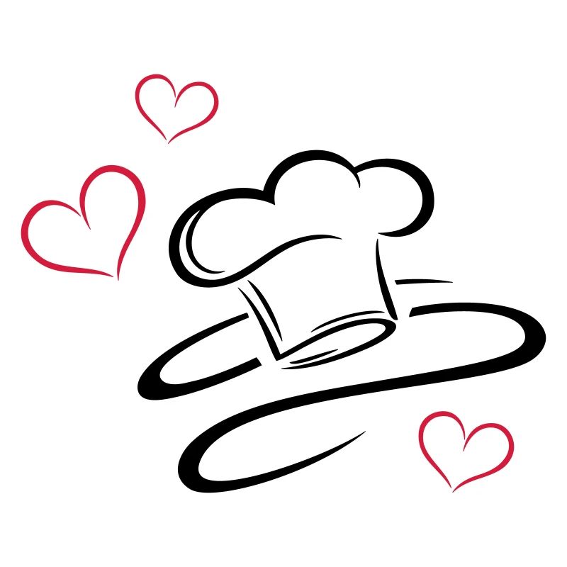 Cook, logo, chef hat with three hearts.