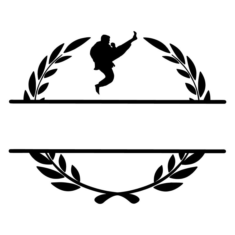 Karate oder Taekwondo gesprungener Schaufel Lorbeerkranz