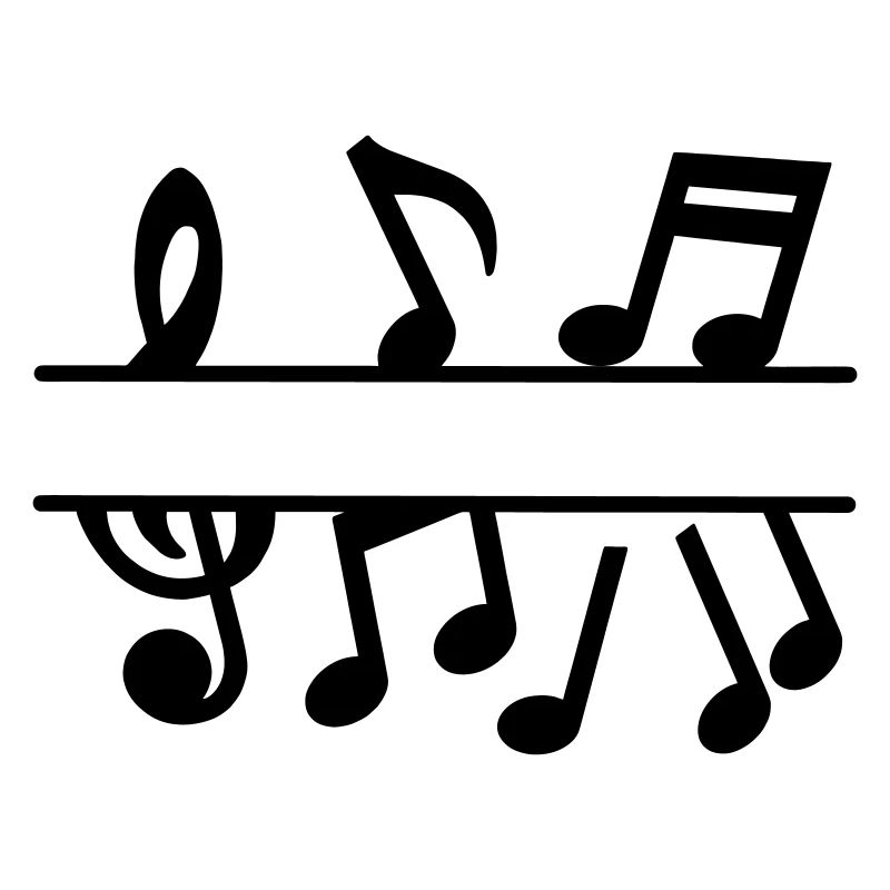 Musical notes with music key text banner