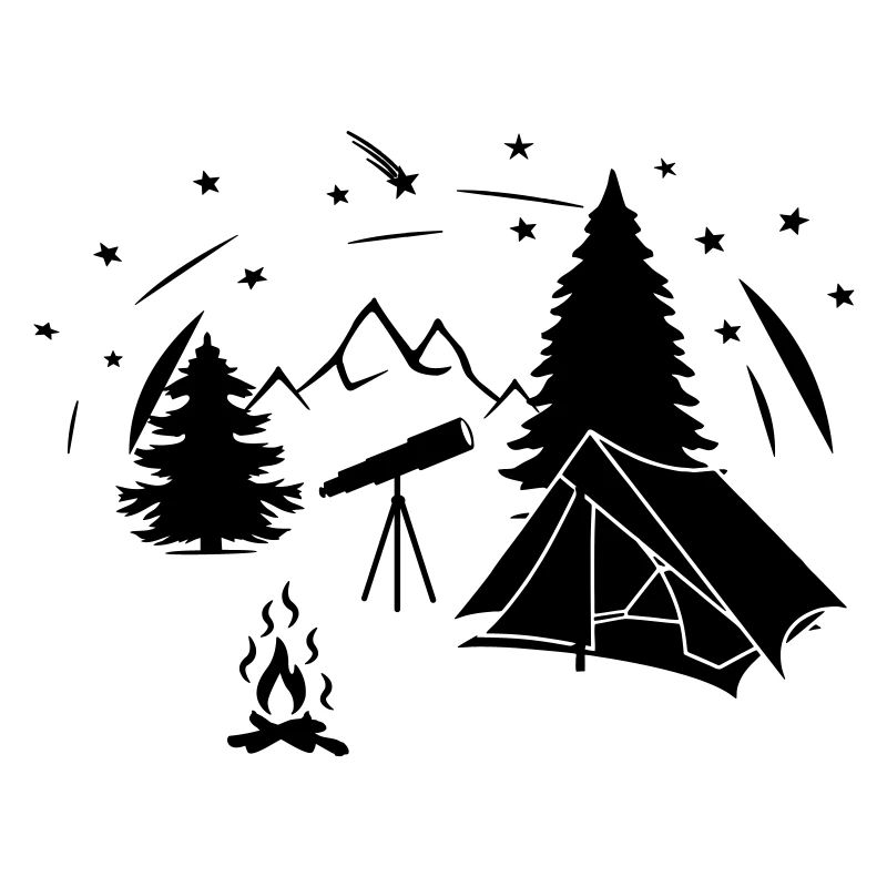 Starry sky in forest with starbinoculars