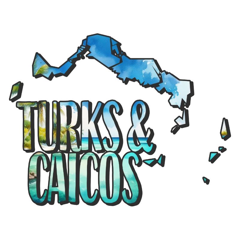 Carte à l’aquarelle des îles Turques-et-Caïques