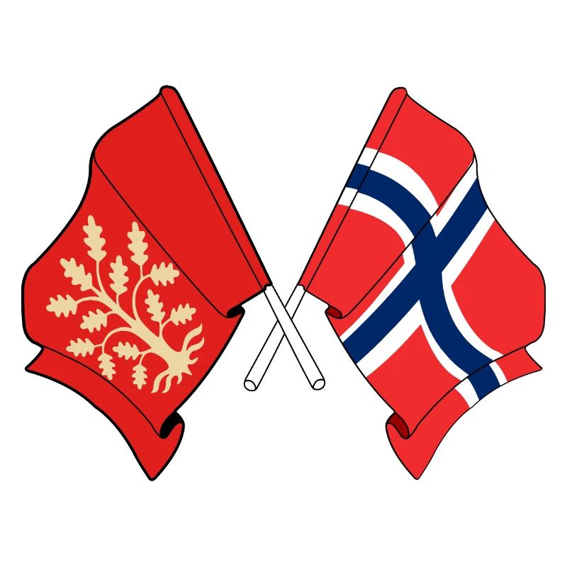 Drapeaux croisés : Agder et la Norvège ensemble