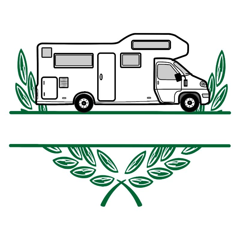 Camper im Kranz mit Platz für Text oder Namen