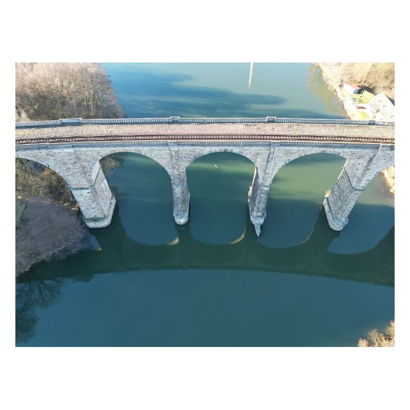 Bridge arch over the silent river Viaduct Herdecke