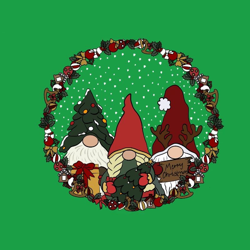 Wichtel  im Weihnachtskranz