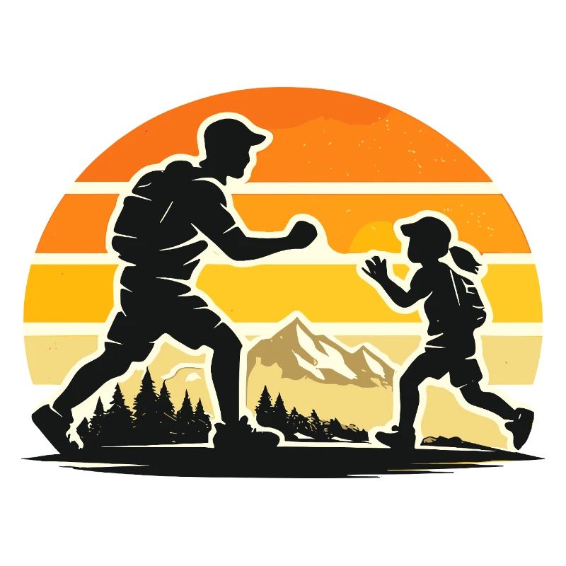Dad Child Sunset Walking Adventure