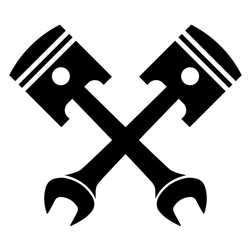 Crossed piston key emblem