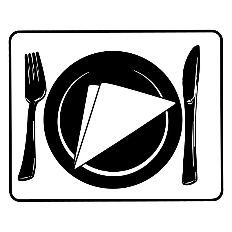 Messer und Gabel auf Tischset mit Teller und Serviette