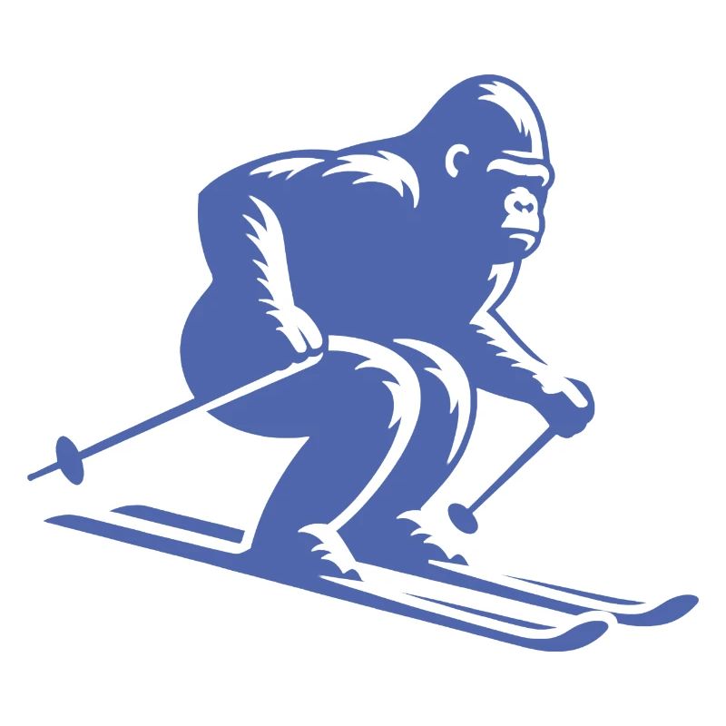 Monkey Gorilla Chimpanzee Ski Silhouette Design