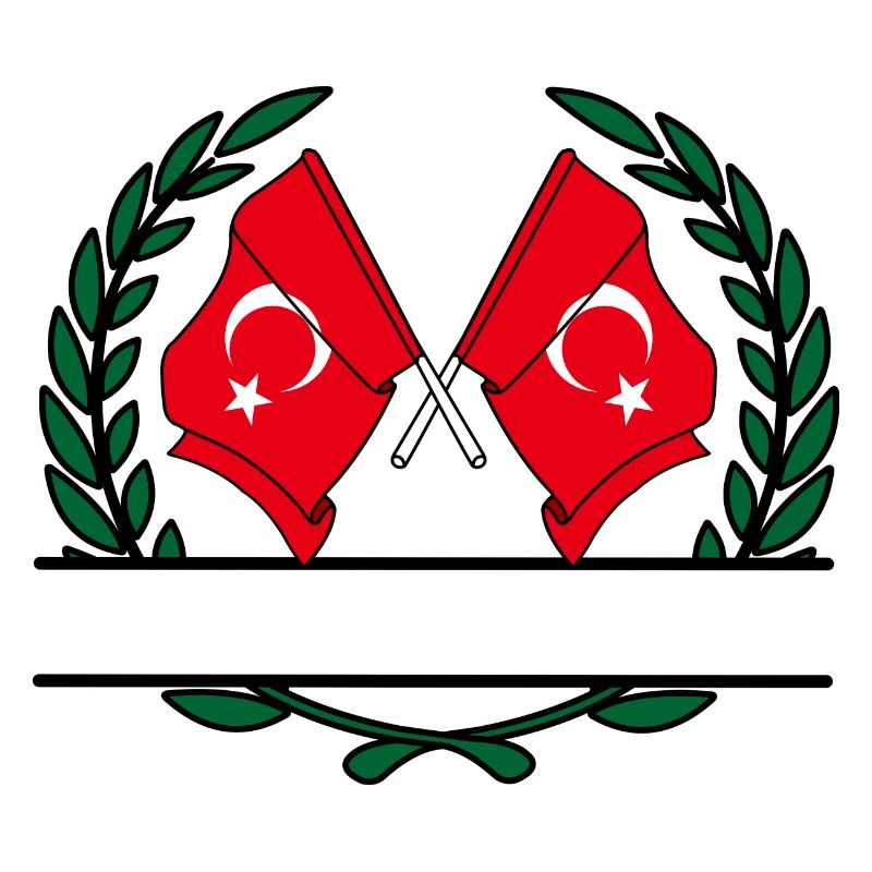 Turkey flags laurel wreath banner