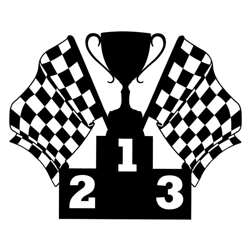 Podium du drapeau de la Coupe de course automobile