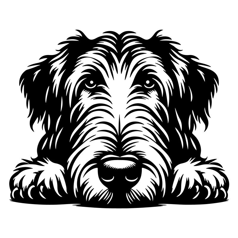 Irish Wolfhound Head with Paws