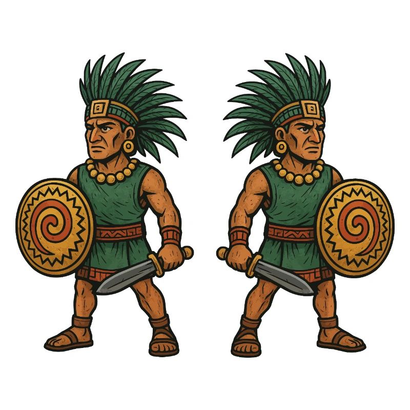 Double guerrier aztèque