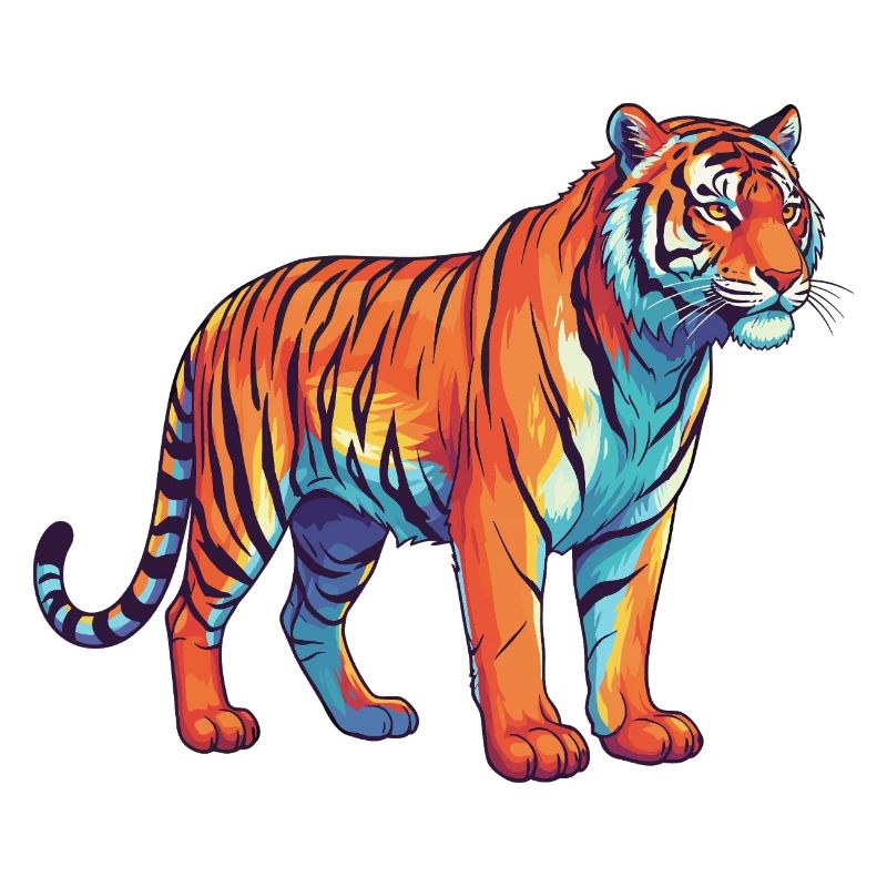 Buntes Tiger-Regenbogen-Pop-Art-Aquarell