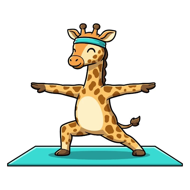 Yoga Giraffe Animal Doing Warrior Pose