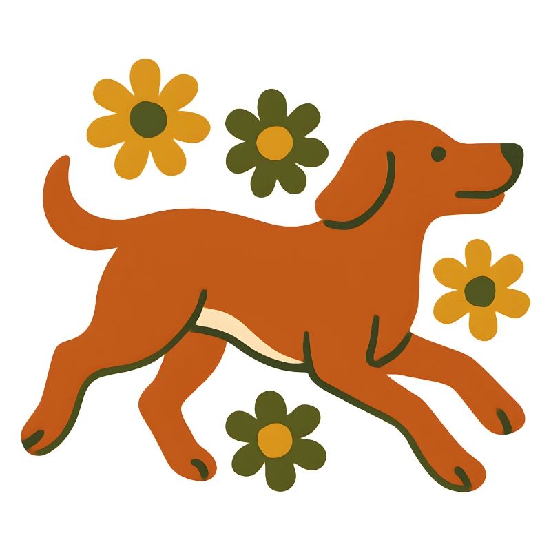 Chien rapide dans le champ de fleurs