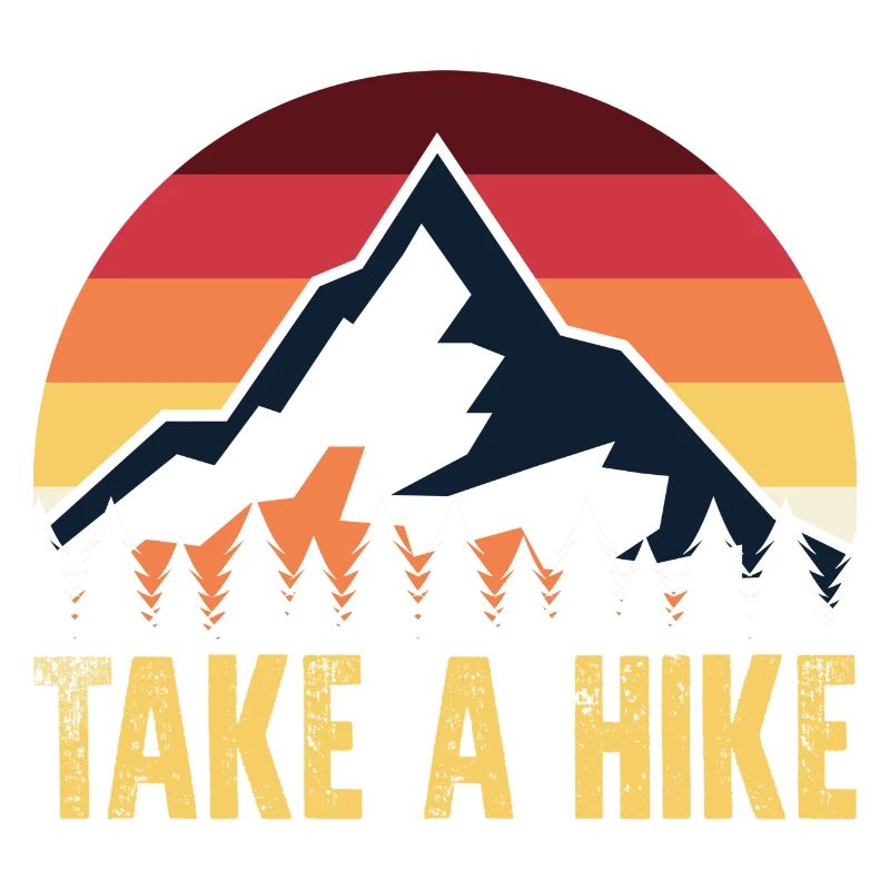 Take a Hike: Retro Mountain Sunset