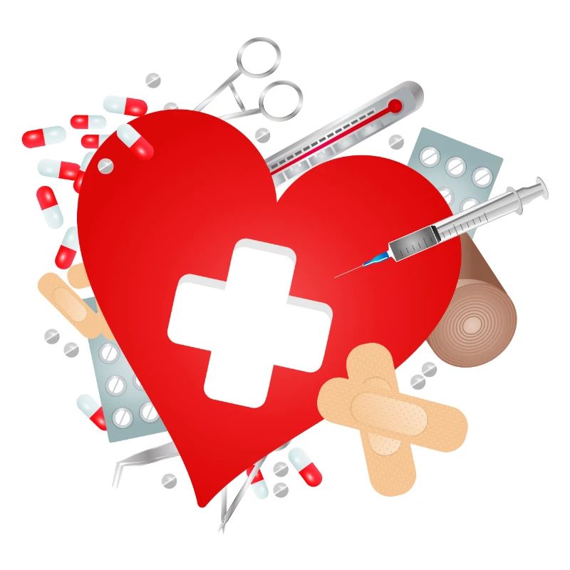Erste Hilfe Set oder Reiseapotheke mit Herz