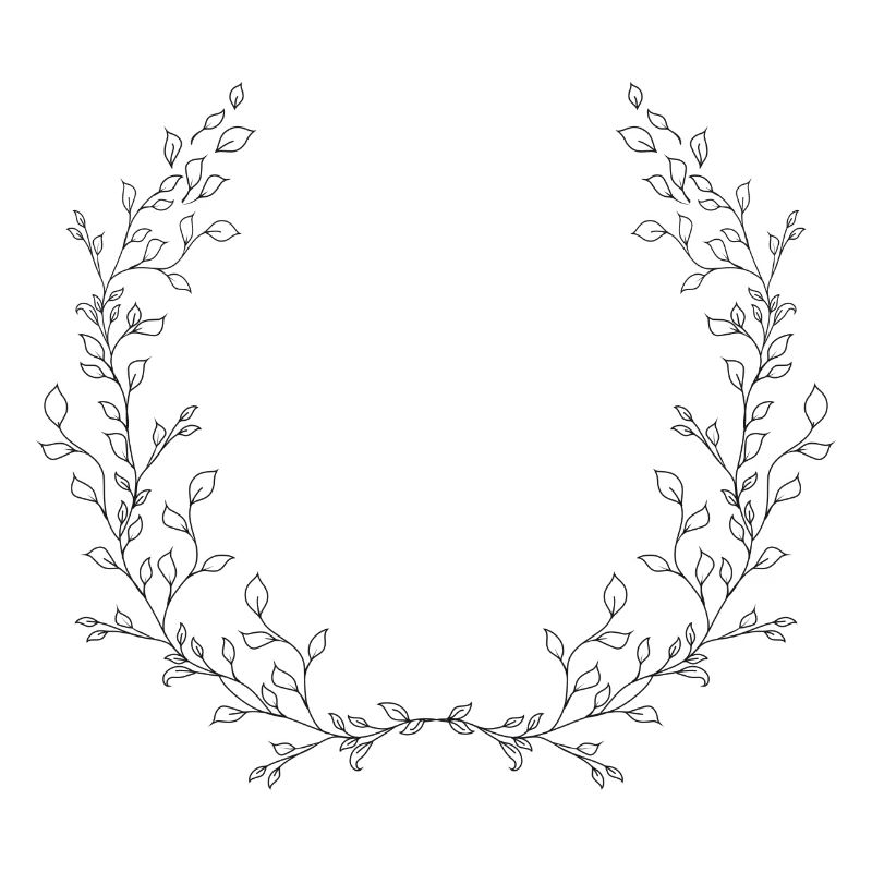 delicately drawn branches as half wreath
