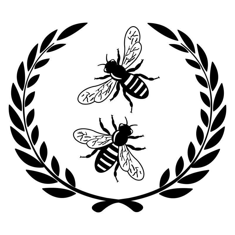 Bees in laurel wreath