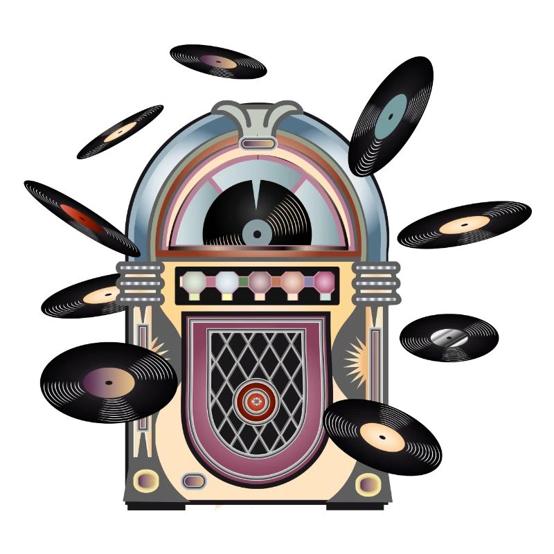 Jukebox im Retro Look mit Schallplatten