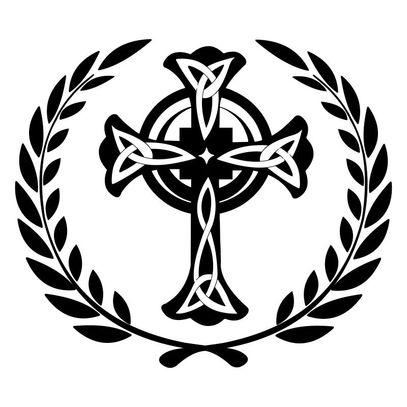 Celtic cross with laurel wreath
