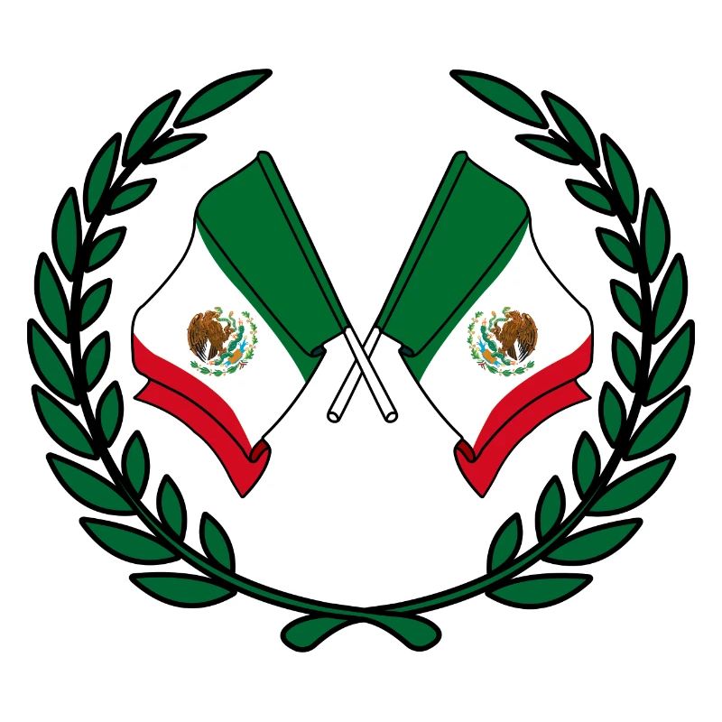 Mexico flags in laurel wreath