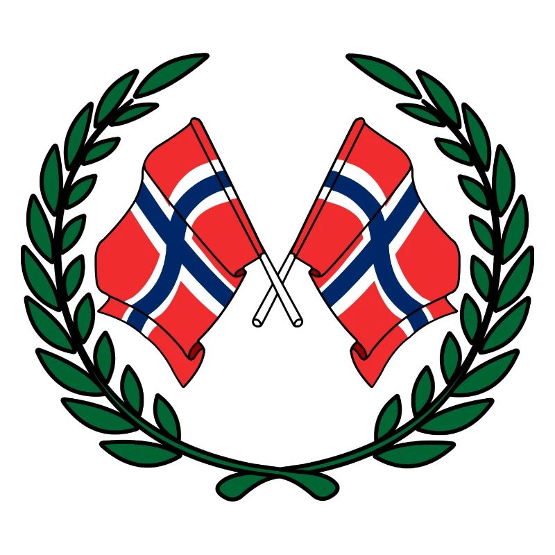 Flags Norway in laurel wreath