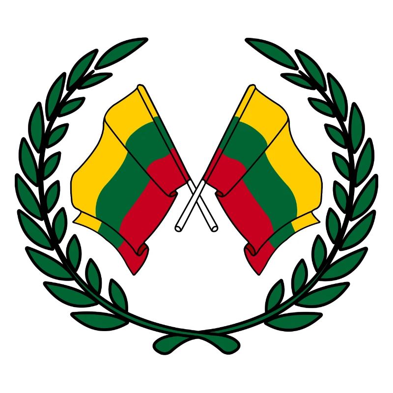 Flags Lithuania in laurel wreath