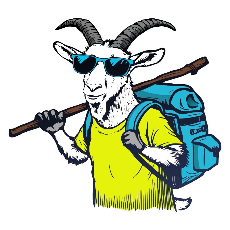 Mountain goat with backpack