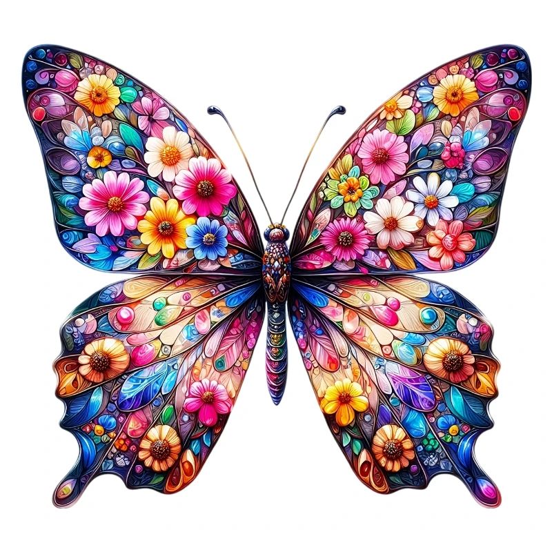 Papillon décoré de fleurs