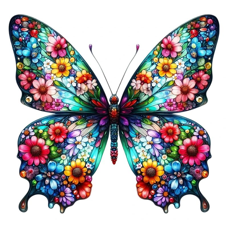 Papillon décoré de fleurs