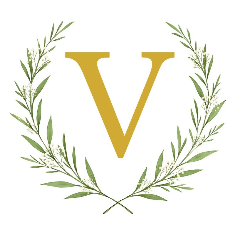 V Monogram, Eucalyptus Wreath, Personalizable