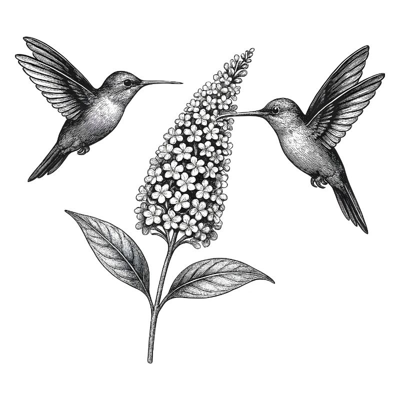 Colibris avec fleur Boho Cottagecore