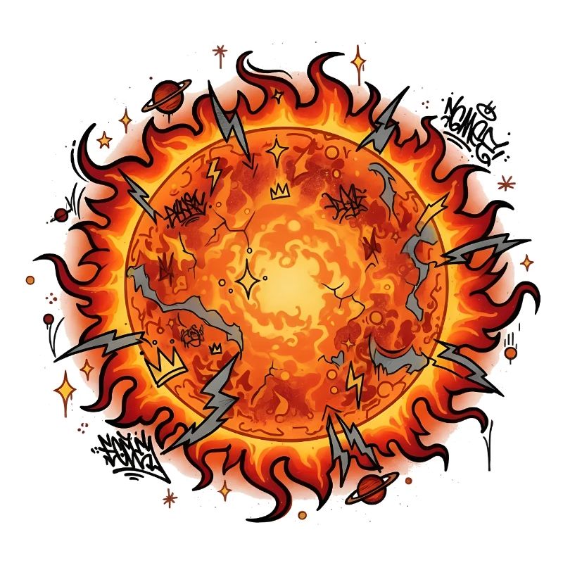 Explosion de boule de soleil enflammée