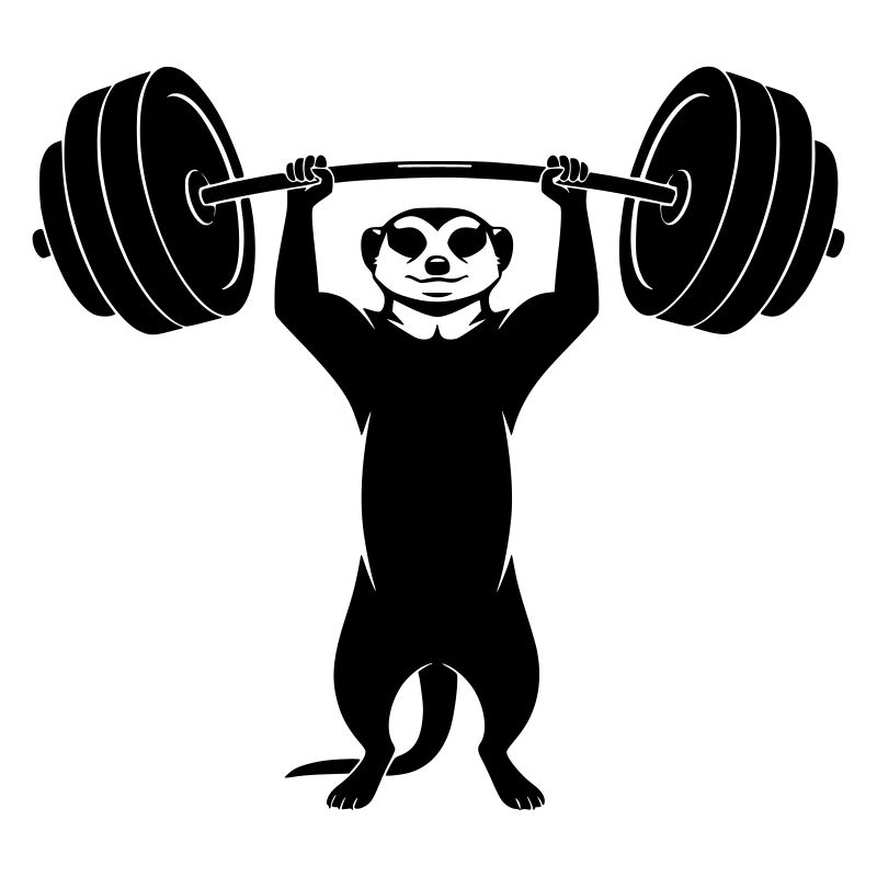 Starkes Erdmännchen mit Hantel