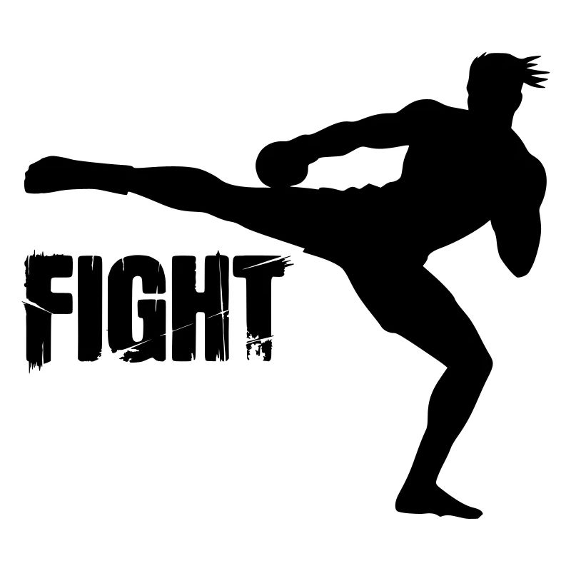 Kickboxer silhouette with text fight
