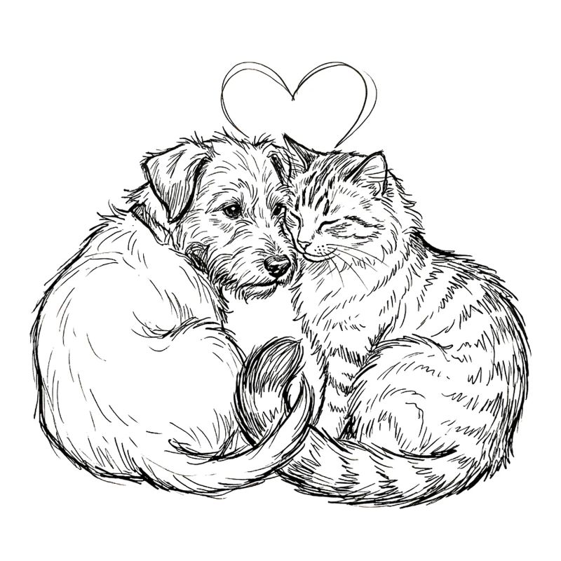 Amis mignons (Chat + Chien)